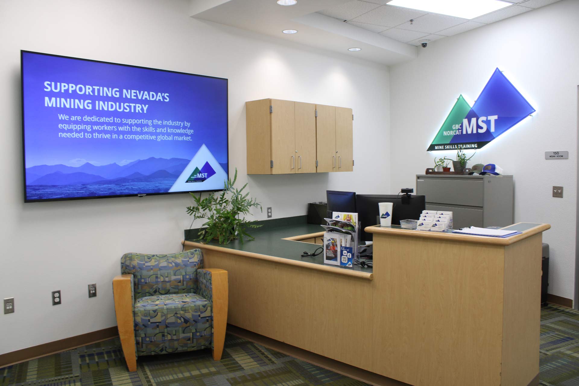 MST Reception area with branding